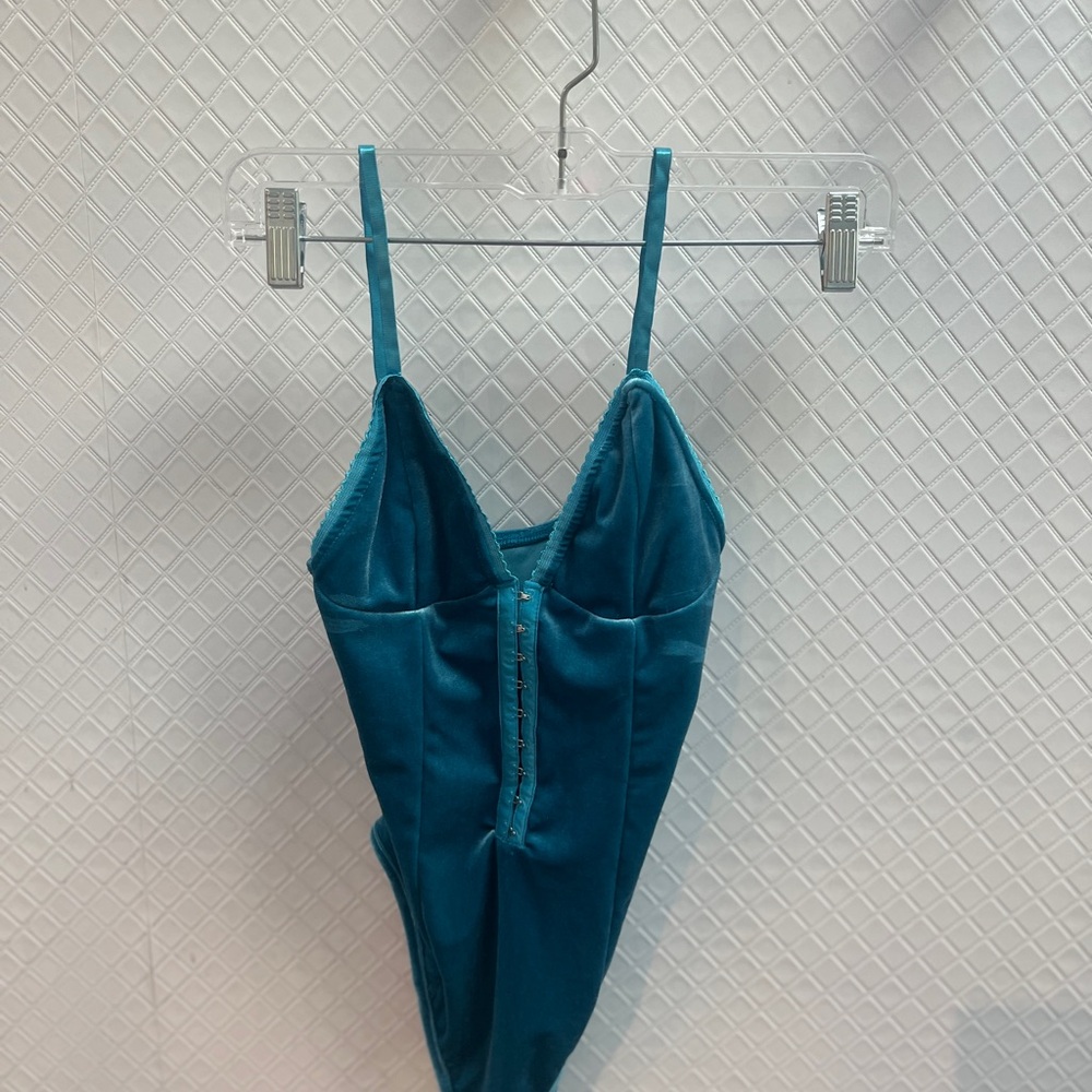 Teal velvet bodysuit